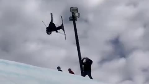 10 year old does a Double corked 10 ski jump flawlessly on the slopes