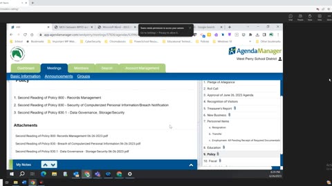 06-26-23 West Perry School Board Mtg