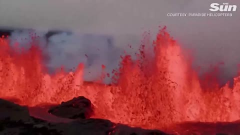 Incredible footage shows world's largest volcano erupting and spewing lava