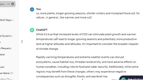 Chat GPT, Admits CO2 and warmth are great for the planet!!! Please share.