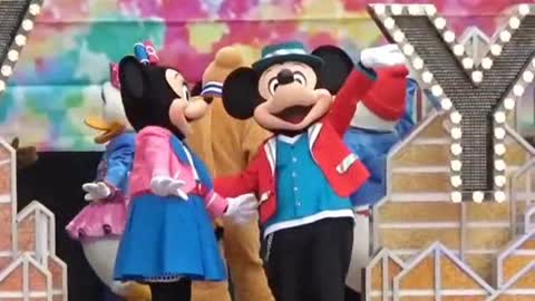 Big Show For Actors Minnie and Micky Mouse On Stage For Kids Show on Christmas