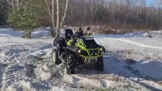 Boy drifting on an ATV