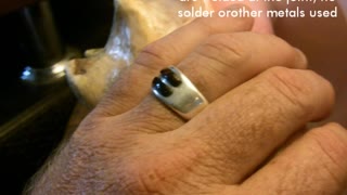 999 fine silver band ring with black coral decorations