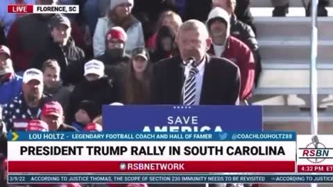 Hall of Fame Coach Lou Holtz Explains Why He Stands with Trump at South Carolina Trump Rally