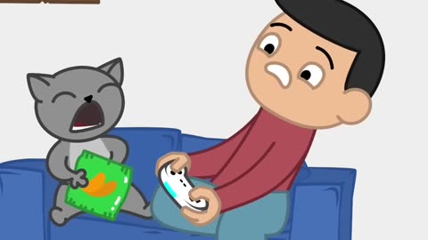 😸💨When the chips run out, I can safely play 🎮😁 (Funny Cartoon) #shorts #animation #funny