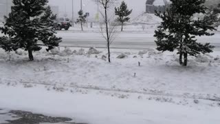 Snow and wind in Kazakhstan