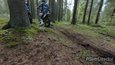 Drifting Motorcycle in Forest