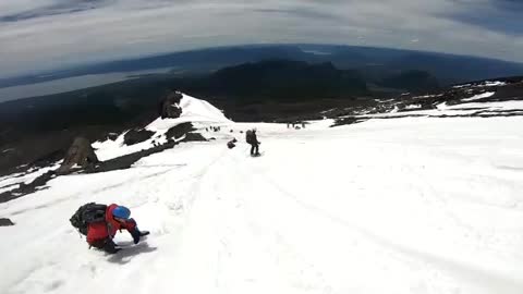 Snow Skiing at mount villarica volcano in pucon chile