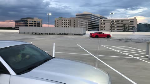Mustang Manages to Find Pole in Parking Lot