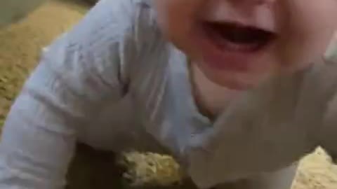 Hilarious baby snorts when he gets frustrated