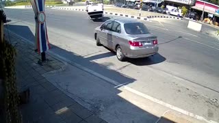 Careless U-Turn Causes Truck to Turn Over