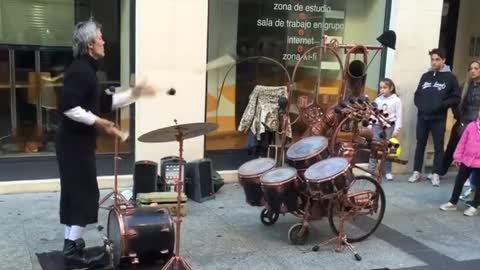 Street Performer Has Unique Drumming Skills -By Funny & Amazing Videos Follow US!!!!!!!!