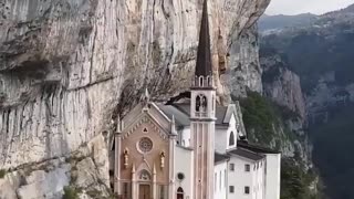 Historic mountainside church in Italy