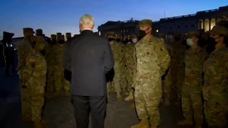 VP Pence Visits National Guard Outside US Capitol, Thanks Them for Their Service