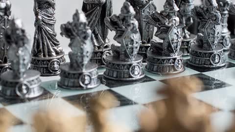16.25" Roman Gladiators 3D Chess Set, Bronze & Silver Color
