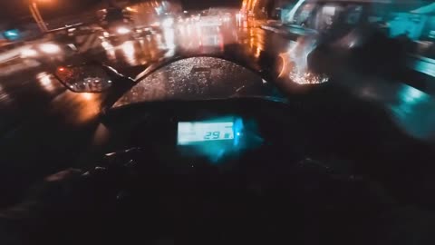 night ride in a rainy day