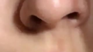 Girl makes nose twitch left and right