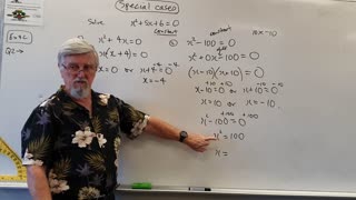 Math Quadratic Equations 02 (Parabolas) Solving Simple Special Cases With a = 1 Mostly Years/Grade 10 & 11