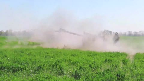 Russian D-30 howitzers destroy enemy firing positions
