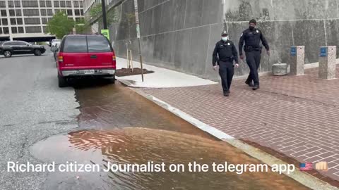 Unexplained water rushing towards the Capitol and the national mall