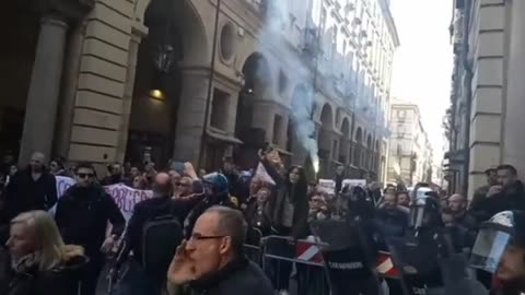 Turin protests against prime minister of Italy Mario Draghi vaccine rules