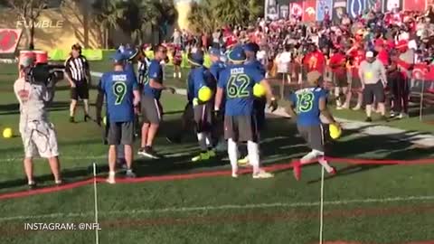 Ezekiel Elliot Does Soccer Celebration After NFC Pro-Bowl Dodgeball Win