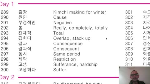 Korean Practice; fifth vocab sheet, "intermediate", Part 3