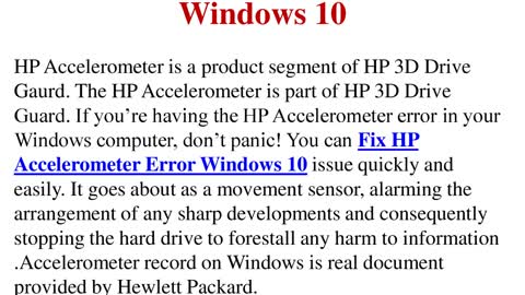 How To Fix HP Accelerometer Error Windows 10