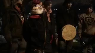 Native American thugs gather outside national shrine