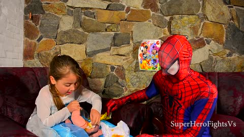 Elsa Frozen Baby with Poop Princess Spiderman Venom Super Hero In Real Life IRL