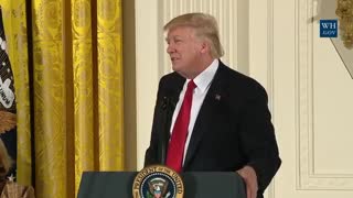 Trump speaking at women's empowerment event in 2017