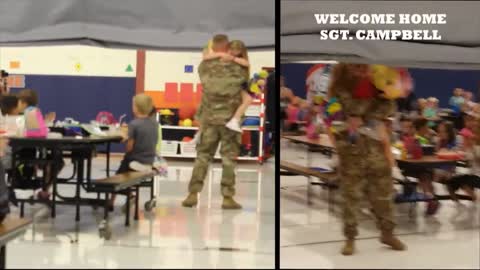 Soldier's Surprise Homecoming at 7 year old Daughter's School (Heart Warming)