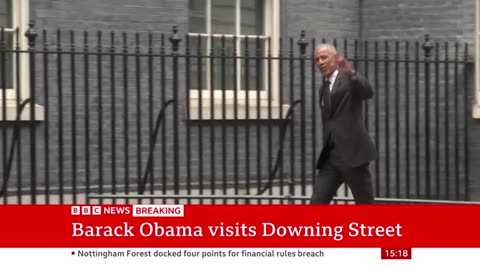 Barack Obama arrives at 10 Downing Street for a private meeting