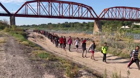 Mass illegal crossing Almost 2 years to the day we saw 15,000+ Haitians under the bridge in Del Rio