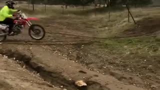 Green shirt dirtbike fall head smash