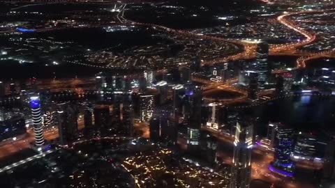 The night view from the highest peak of burj khalifa