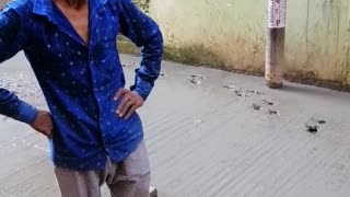 Doggo Dashes Through Wet Cement