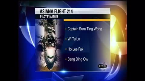 Fake pilot names, Asiana flight crash