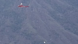 Helicopter taking supplies up into Sequoia National Park