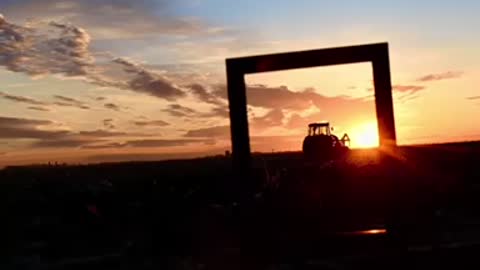 photo frame sunset tractor