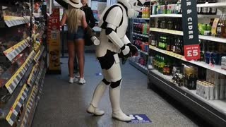 Storm Trooper Seen Shopping for Essential Supplies