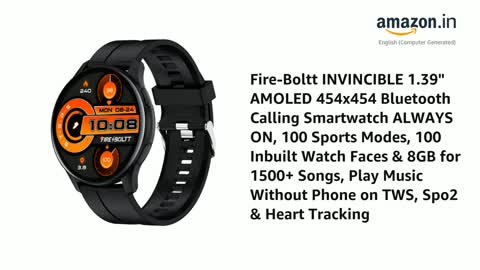 Fire-Boltt INVINCIBLE 1.39" (3.53cm) AMOLED 454x454 Bluetooth Calling Smartwatch