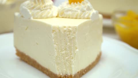 Delicious Mango Cheesecake Without Baking! 🥭 #NoBake #CheesecakeRecipe