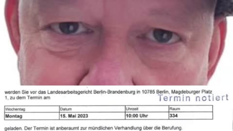 Einladung zur Verhandlung 15.5.23 10h - Arbeitsgericht Berlin