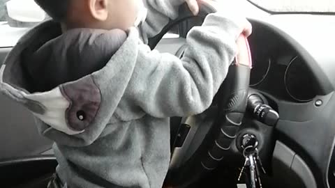 My son trying to drive ❤️