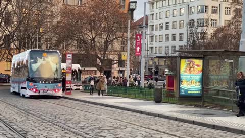 Trams in the Streets of Prague - December 2, 2021 - Czech Republic - StreetS