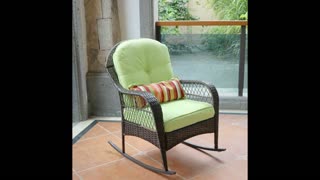 PE Rattan Wicker Outdoor Garden Patio Furniture Rocking Chair With Cushions