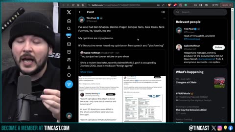 Timcast Addresses Pro Israel OUTRAGE Over Our Employees And Guests Who Criticize Israel