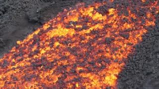 Unique Volcano Eruption Clip Shows Mile-Long Lava Flow