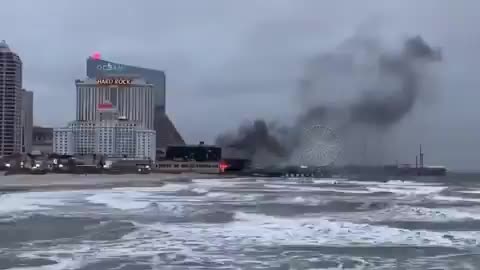 A massive blaze is currently raging along the Atlantic City Boardwalk in New Jersey.